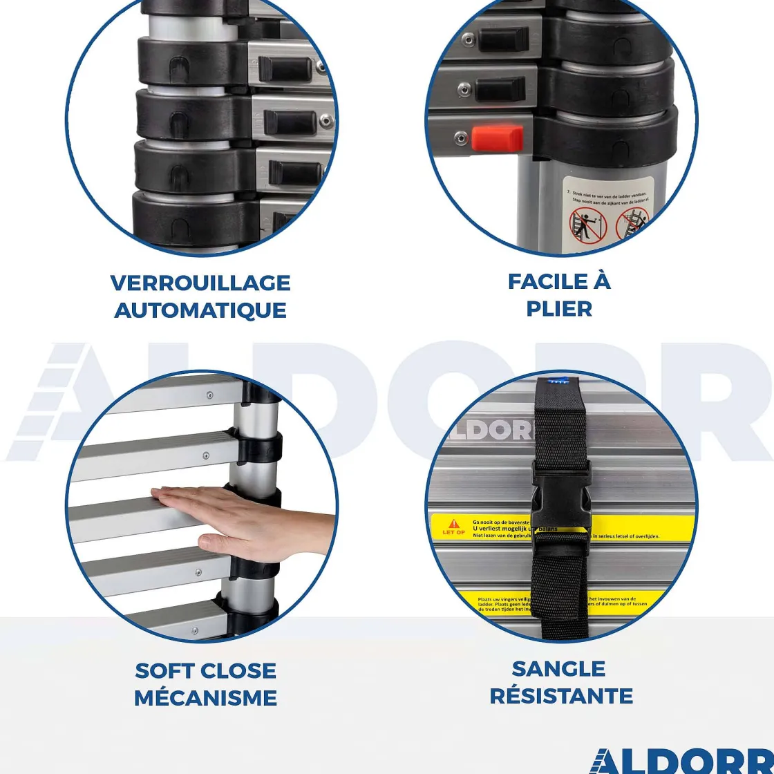 Brico Aldorr Home - Telescoopladder 3,80M - Met Stabilisatievoet En Soft Closing Hot