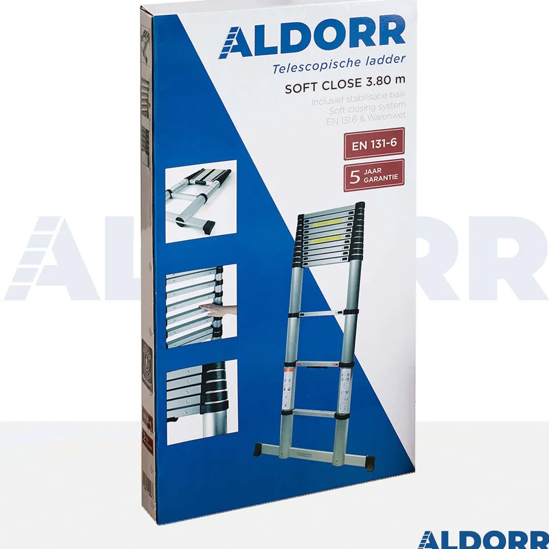 Brico Aldorr Home - Telescoopladder 3,80M - Met Stabilisatievoet En Soft Closing Hot