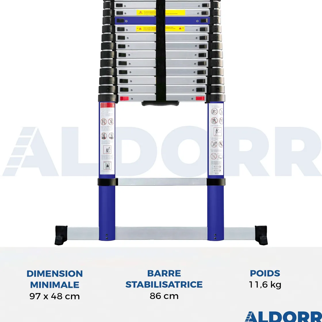 Brico Aldorr Home - Telescoopladder 3,80M - Met Stabilisatievoet En Soft Closing Hot