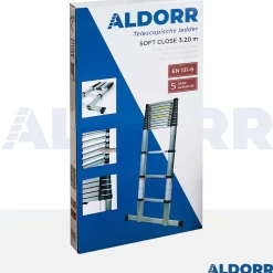 Brico Aldorr Home - Telescoopladder 3,20M - Met Stabilisatievoet En Soft Closing New
