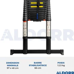 Brico Aldorr Professional - Telescoopladder 3,80M - Telescopische Stabilisatie Balk - Optigrip™ Sale