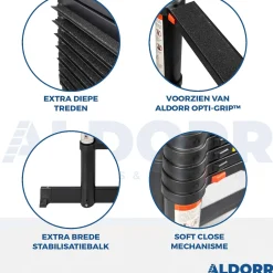 Brico Aldorr Professional - Telescoopladder 3,80M - Telescopische Stabilisatie Balk - Optigrip™ Sale