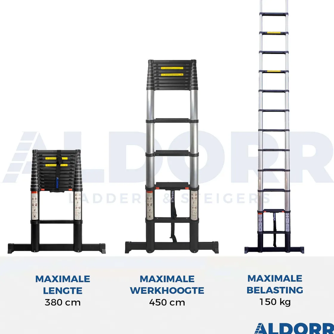 Brico Aldorr Professional - Telescoopladder 3,80M - Telescopische Stabilisatie Balk - Optigrip™ Sale