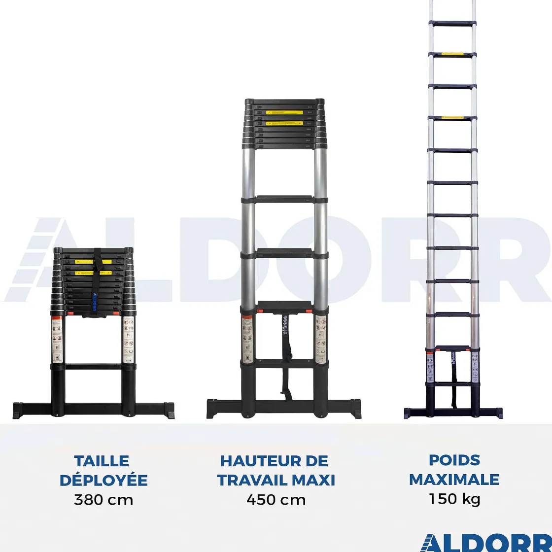 Brico Aldorr Professional - Telescoopladder 3,80M - Telescopische Stabilisatie Balk - Optigrip™ Sale