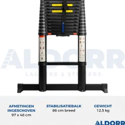 Brico Aldorr Professional - Telescoopladder 3,80M - Telescopische Stabilisatie Balk - Optigrip™ Sale