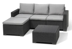 Allibert California Chaiselongue Loungeset - 3-4 Personen - Grijs-Brico Outlet