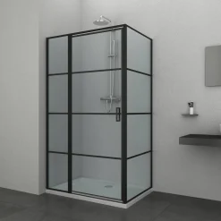 Brico Allibert Inloopdouche Loft-Game Walk In Gesloten 90X120X200Cm Zwart Best