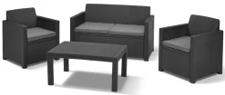 Allibert Merano Balkon Loungeset Grafiet Wicker 3-Delig-Brico Online