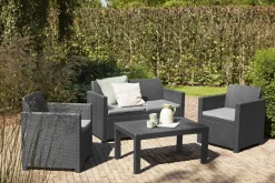 Allibert Merano Balkon Loungeset Grafiet Wicker 3-Delig-Brico Online