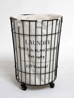 Brico Allibert Wasmand Angus Met Wieltjes Katoen Wit Outlet