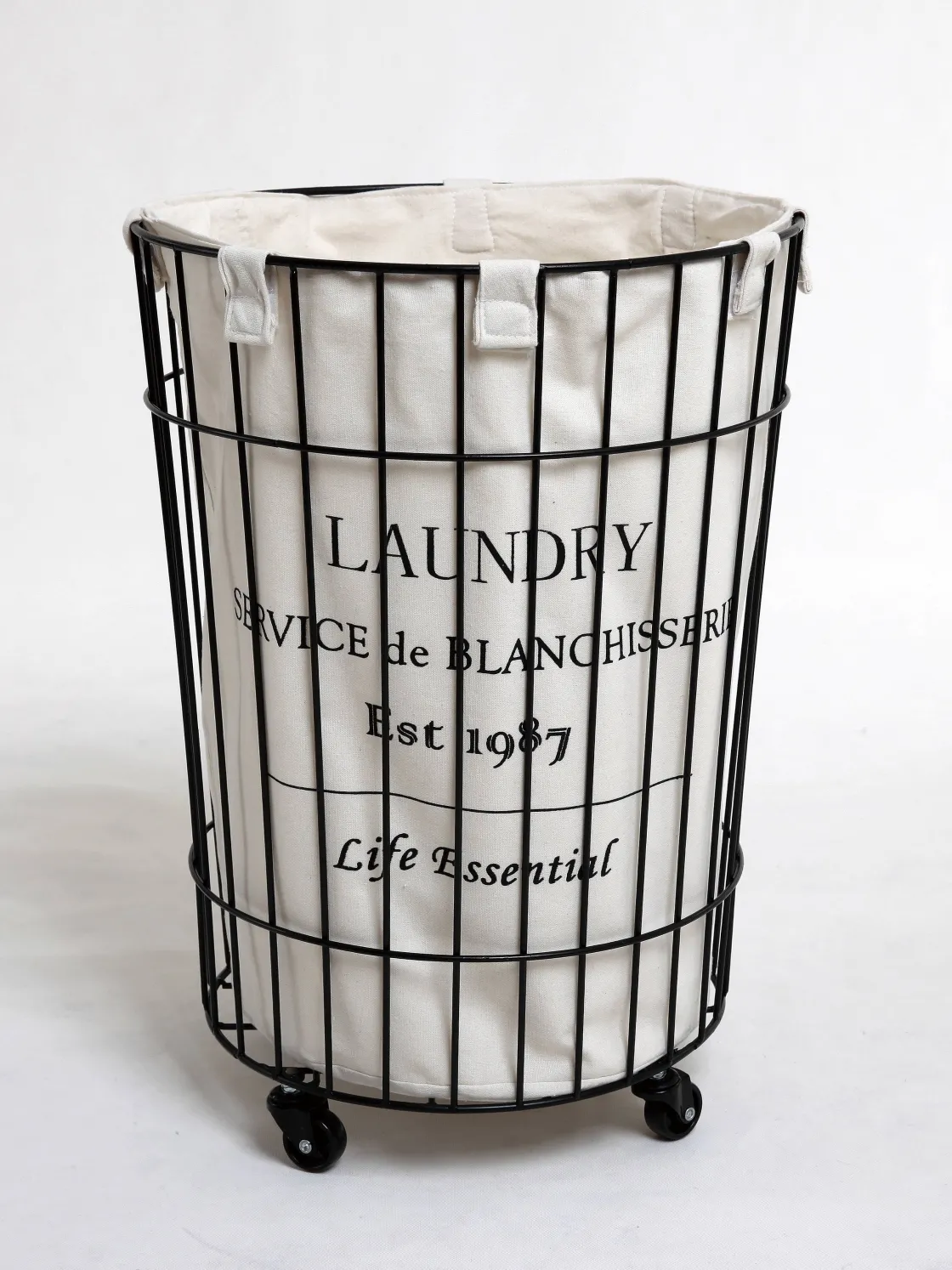 Brico Allibert Wasmand Angus Met Wieltjes Katoen Wit Outlet