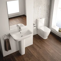 Brico Aquavive Duoblok Toilet Look | Soft-Close Toiletzitting | Universee Afvoer| Randloos Toiletzitting Wit Outlet