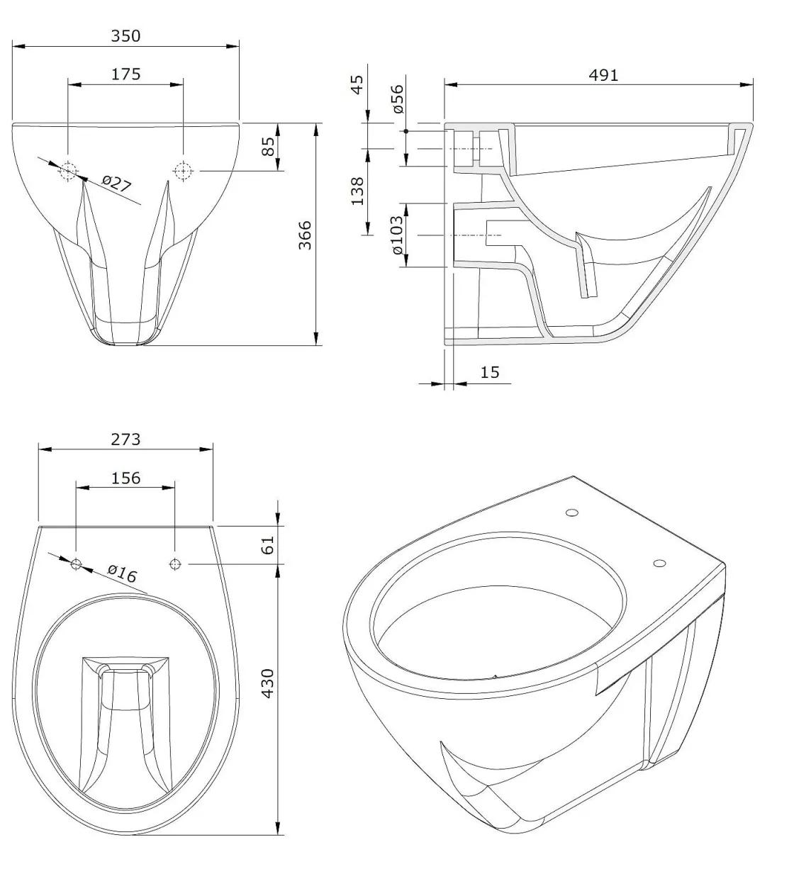 Brico Aquavive Hangtoilet Lanico Wit | Soft-Close Toiletzitting | Randloos Toiletpot Online