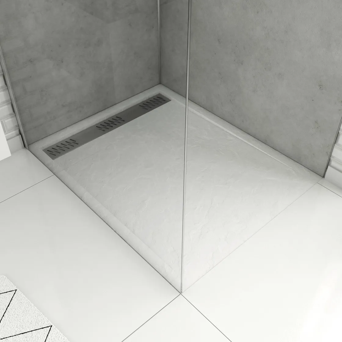 Brico Aurlane Douchebak Pedra 100X80Cm Wit Steeneffect Best