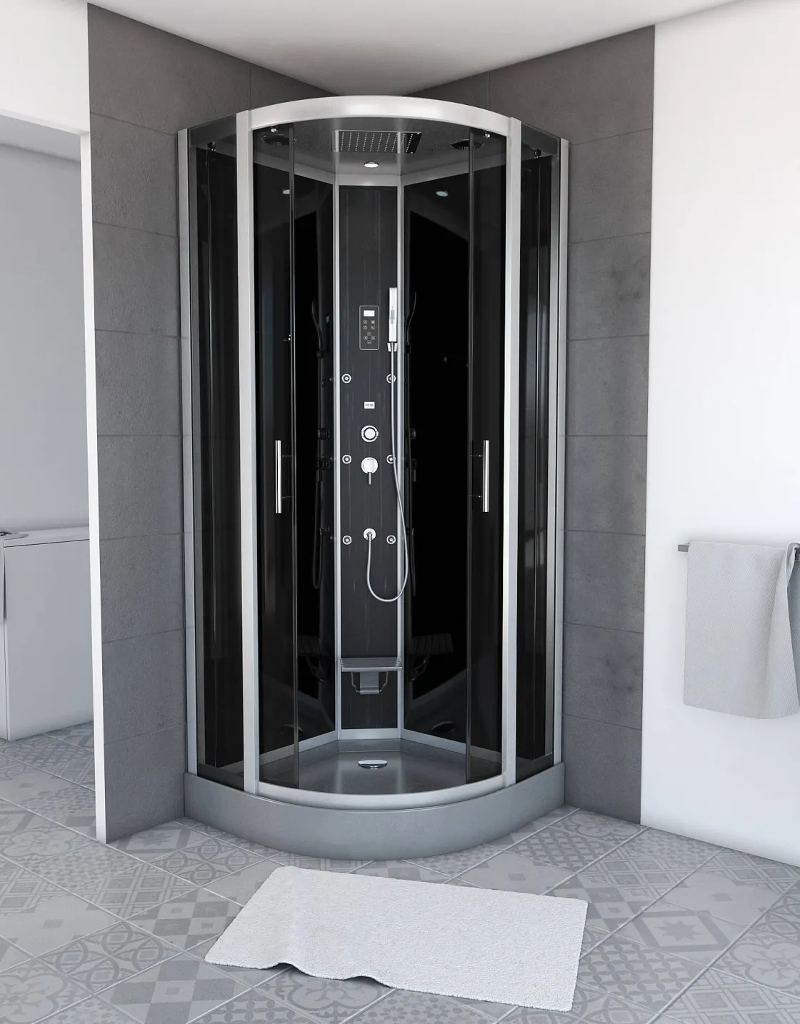 Brico Aurlane Douchecabine Hammam Dark Night 95X95X215Cm