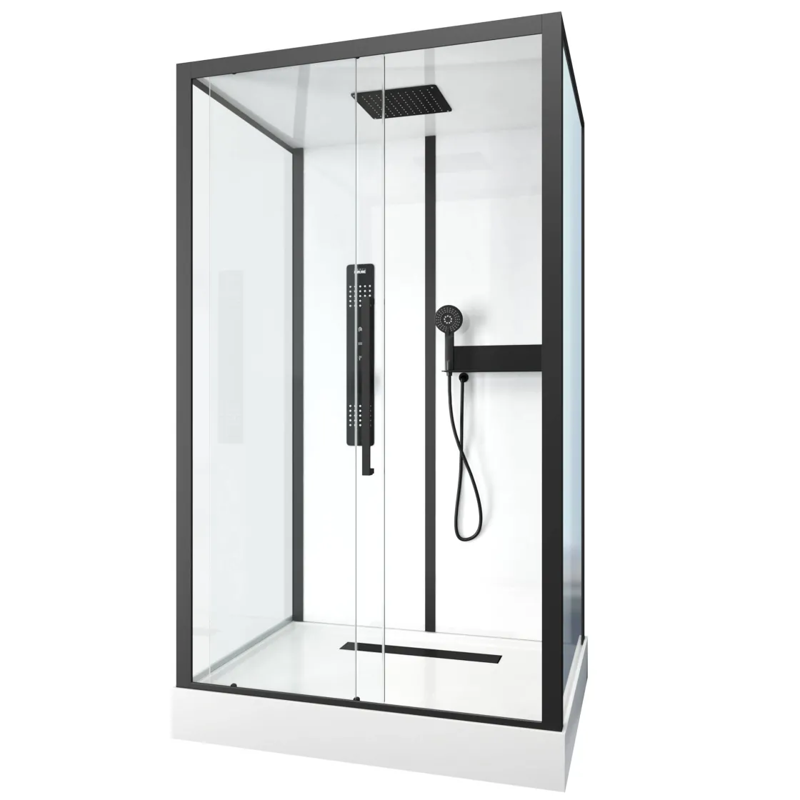 Brico Aurlane Douchecabine Indus2 90X115X215Cm Rechthoekig Zwart/Wit