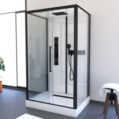 Brico Aurlane Douchecabine Indus2 90X115X215Cm Rechthoekig Zwart/Wit