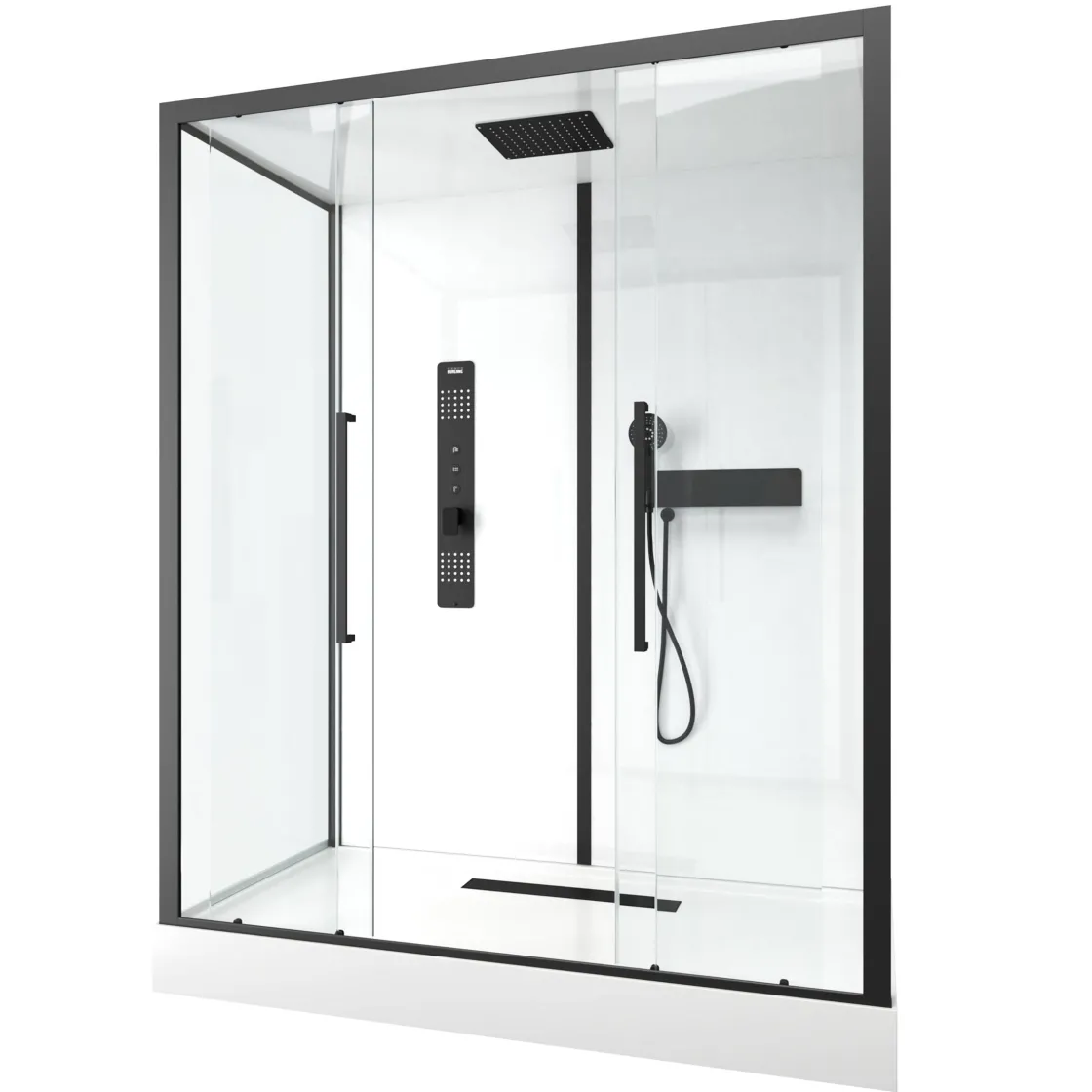 Brico Aurlane Douchecabine Indus2 Xxl 85X160X215Cm Rechthoekig Zwart/Wit New