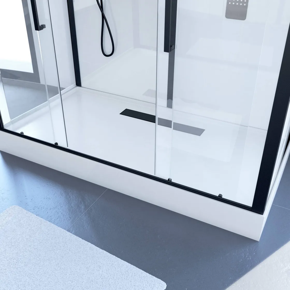 Brico Aurlane Douchecabine Indus2 Xxl 85X160X215Cm Rechthoekig Zwart/Wit New