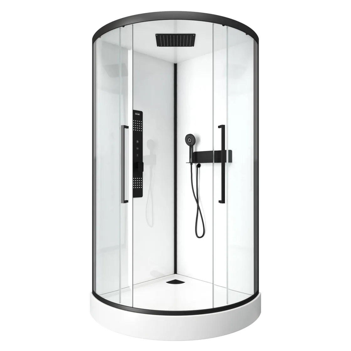 Brico Aurlane Douchecabine Indus2 1/4R 90X90X215Cm Kwartrond Zwart/Wit Sale