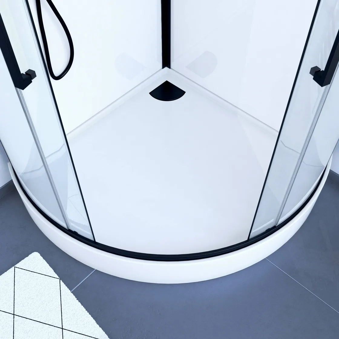 Brico Aurlane Douchecabine Indus2 1/4R 90X90X215Cm Kwartrond Zwart/Wit Sale