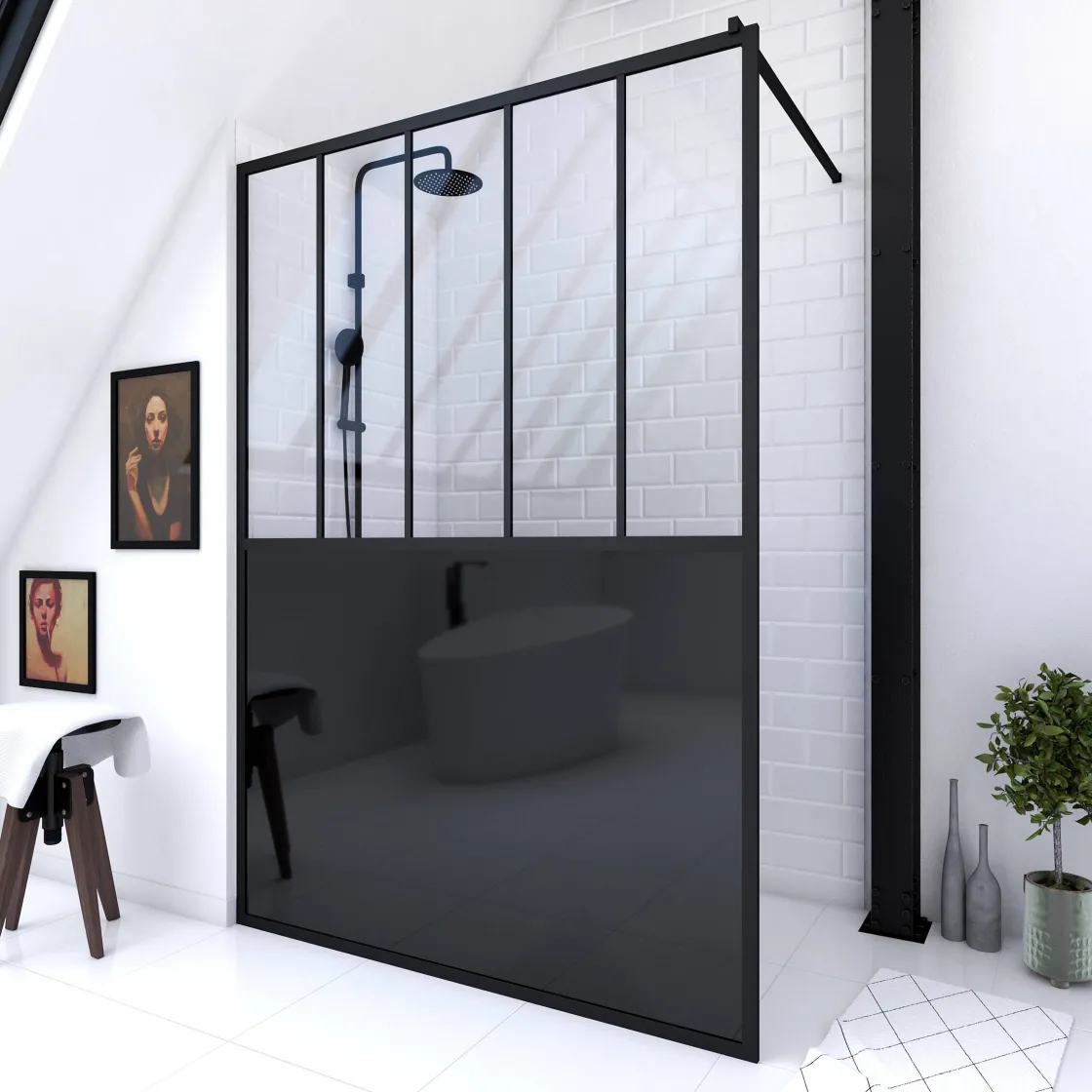 Brico Aurlane Douchewand Black Indus 140X200Cm 5Mm Zwart Best