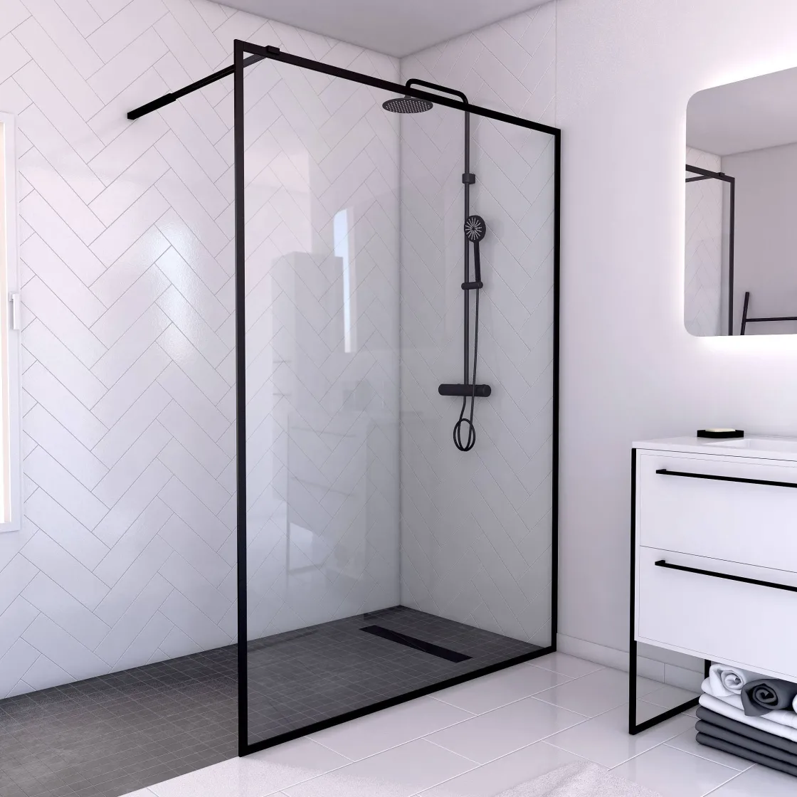 Brico Aurlane Douchewand Dark Edge 140X200Cm 6Mm Zwart Sale