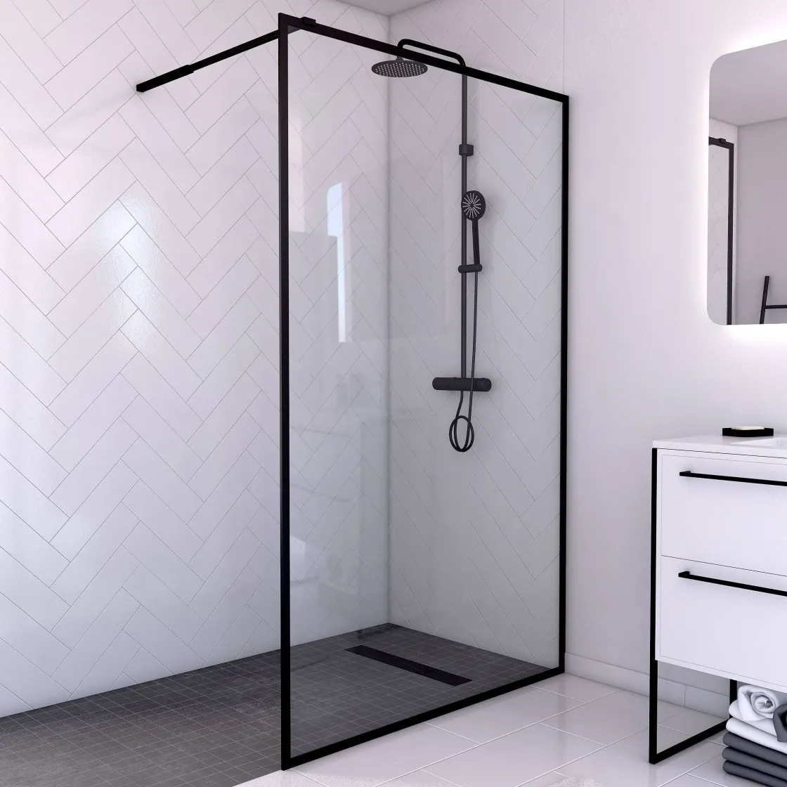 Brico Aurlane Douchewand Dark Edge 120X200Cm 6Mm Zwart Discount