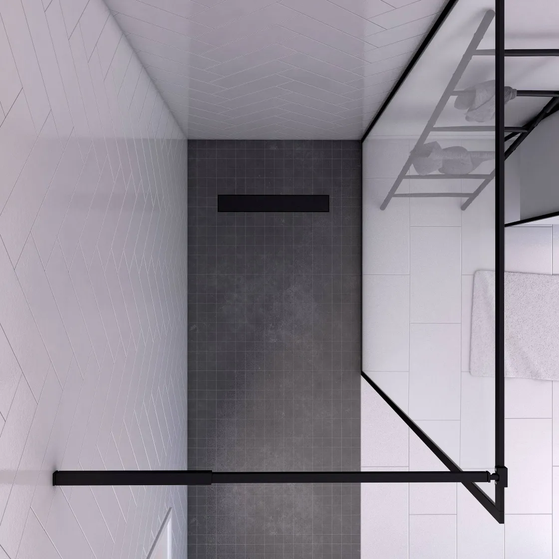 Brico Aurlane Douchewand Dark Edge 120X200Cm 6Mm Zwart Discount