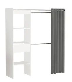 Brico Belfurn Uitschuifbare Dressingkast Chicago Met Gordijn Wit Sale