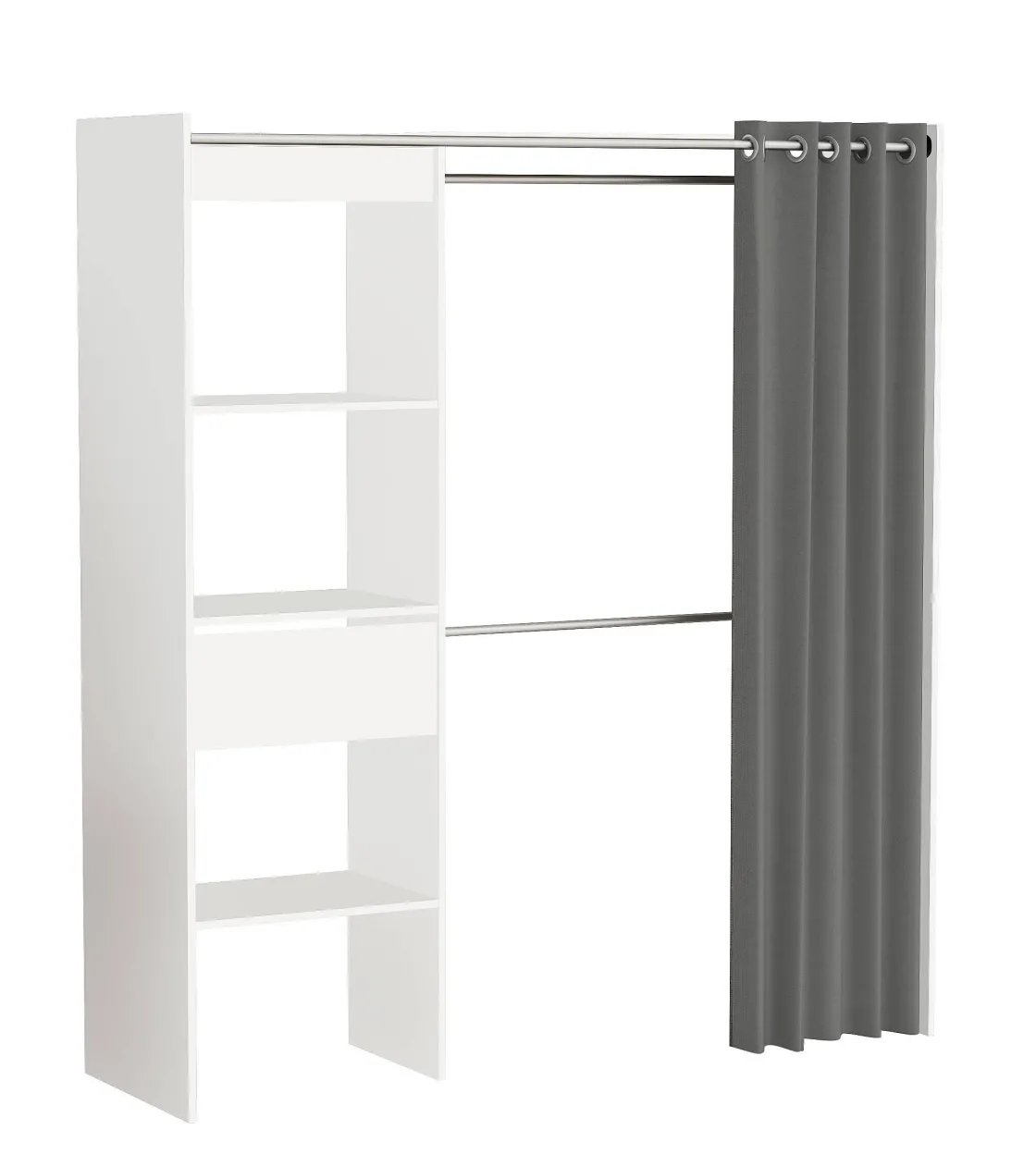 Brico Belfurn Uitschuifbare Dressingkast Chicago Met Gordijn Wit Sale