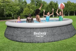 Bestway Opblaaszwembad Fast Set Rond Rotan Met Filterpomp O366X76Cm-Brico Hot