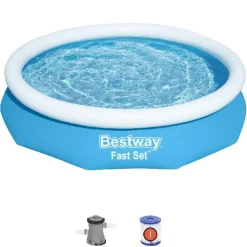 Bestway Opblaaszwembad Fast Set Rond Met Filterpomp O305X66Cm-Brico Hot