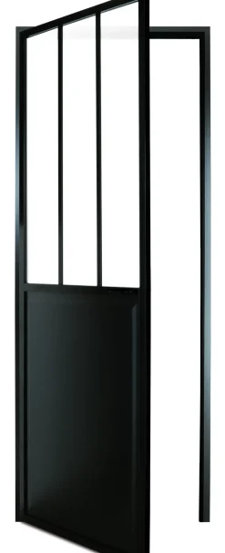 Binnendeur Atelier Rechtsdraaiend Zwart Aluminium Mat Glas 211,5X93Cm-Brico Clearance