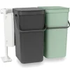 Brico Brabantia Inbouwemmer Sort&Go 2X16L Jade Groen/Donkergroen Clearance