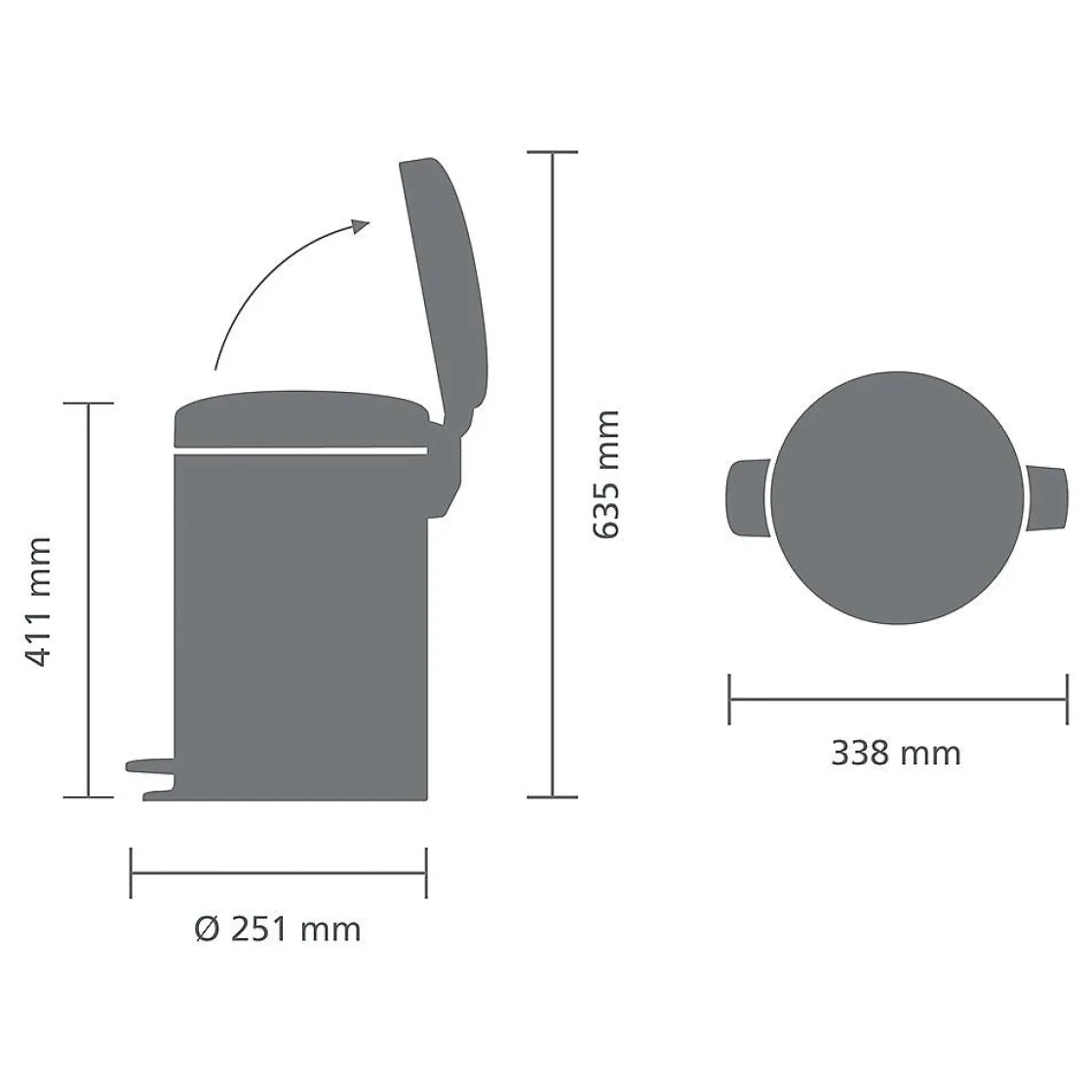 Brico Brabantia Pedaalemmer Newicon Matt Black 12L