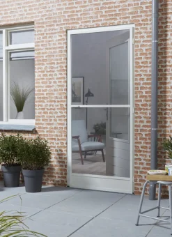 Cando Hordeur Comfort - Magnetische Hordeur - Wit Profiel - Grijs Gaas - 100X235Cm-Brico