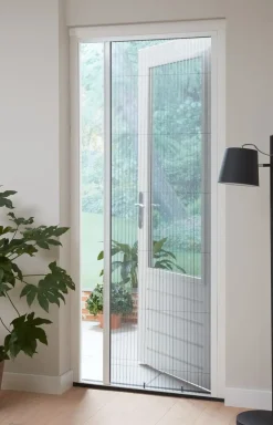 Cando Hordeur Comfort - Plisse Hordeur - Wit Profiel - Grijs Gaas - 100X229Cm-Brico Outlet