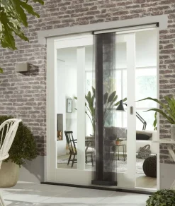 Cando Horgordijn Comfort Schuifpui - Grijs Profiel - Grijs Gaas - 120X260Cm-Brico Clearance