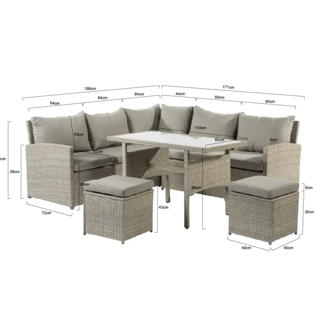Central Park Dining Loungeset Rochelle Creme 5 Stuks-Brico Best