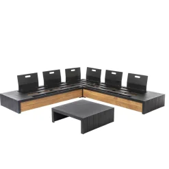 Central Park Hoekbank Loungeset Cassis Zwart Hout-Brico Discount