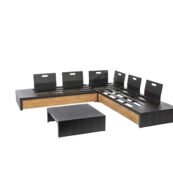 Central Park Hoekbank Loungeset Cassis Zwart Hout-Brico Discount