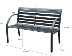 Central Park Tuinbank City 2-Zits Zwart 122X66Cm-Brico New