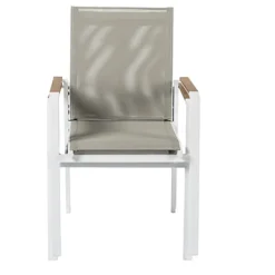 Central Park Tuinstoel Bonifacio Stapelbaar Aluminium/Textileen Taupe-Brico Discount