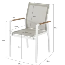 Central Park Tuinstoel Bonifacio Stapelbaar Aluminium/Textileen Taupe-Brico Discount