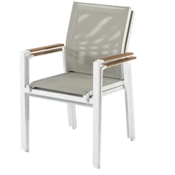 Central Park Tuinstoel Bonifacio Stapelbaar Aluminium/Textileen Taupe-Brico Discount