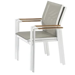 Central Park Tuinstoel Bonifacio Stapelbaar Aluminium/Textileen Taupe-Brico Discount