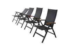 Central Park Tuinstoel Limoux Verstelbaar Textileen/Teakhout Antraciet-Brico Best