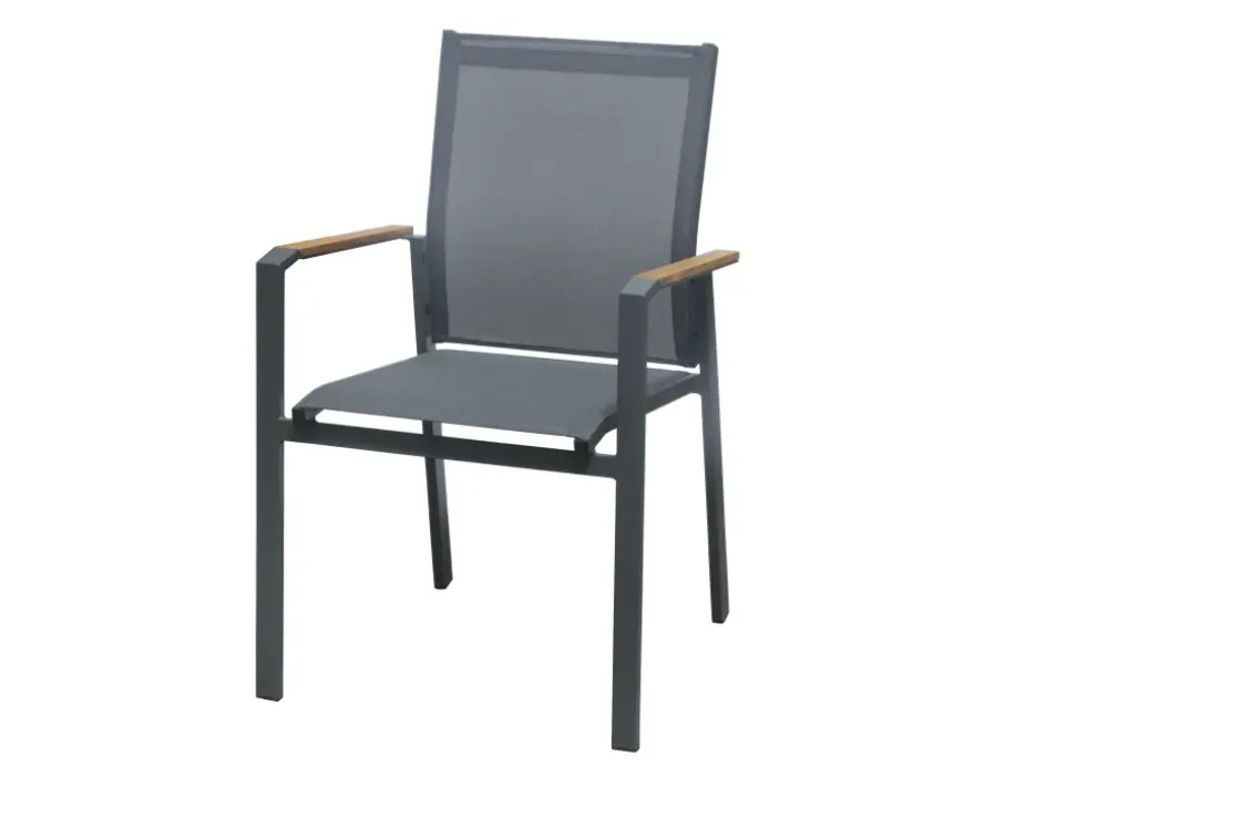 Central Park Tuinstoel Limoux Stapelbaar Antraciet Textileen/Teakhout-Brico Clearance