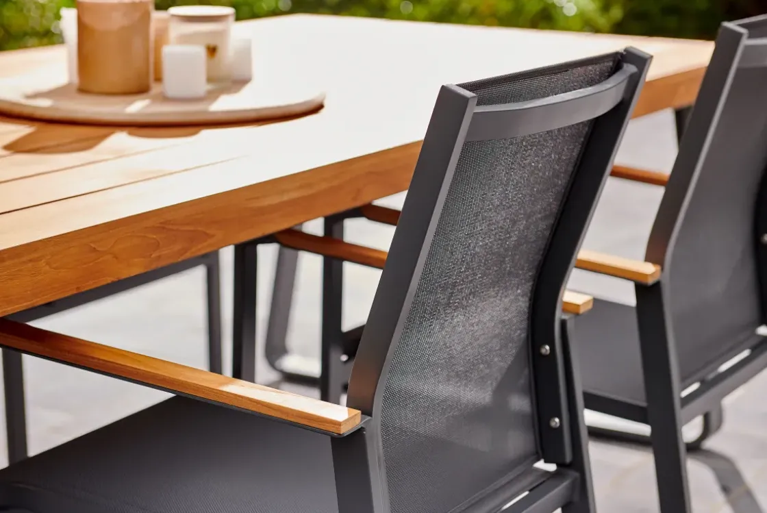 Central Park Tuinstoel Limoux Stapelbaar Antraciet Textileen/Teakhout-Brico Clearance